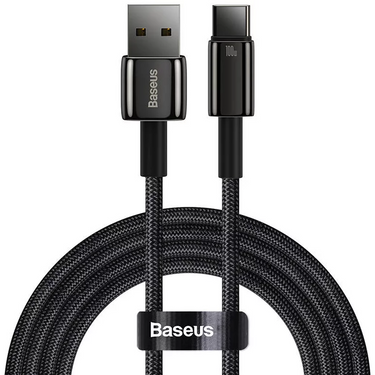 Baseus Tungsten Gold Fast Charging Data Cable USB-A to USB-C 100W 1m - Black